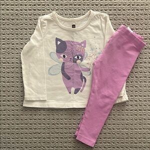 Tea Collection White Cotton Top and Matching Leggings 12-18mos